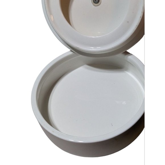 7" x 7" Round Carved Ceramic Box Pink Wood Handle  - Threshold Studio McGee - Picture 3 of 7